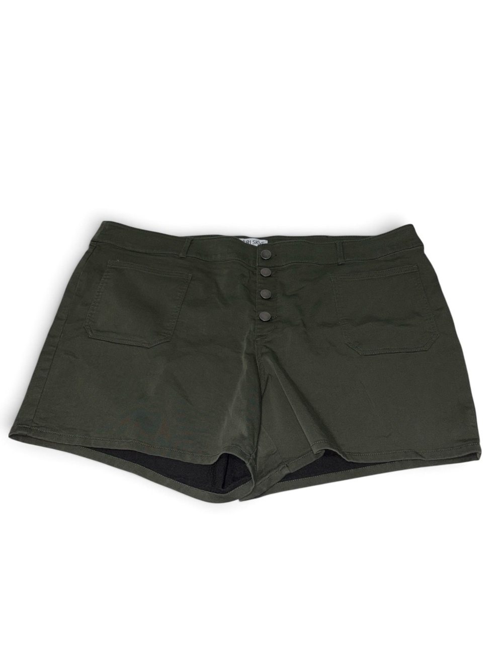 Meri Skye New Women’s Size 24W Olive Green Button-Front Stretch Shorts